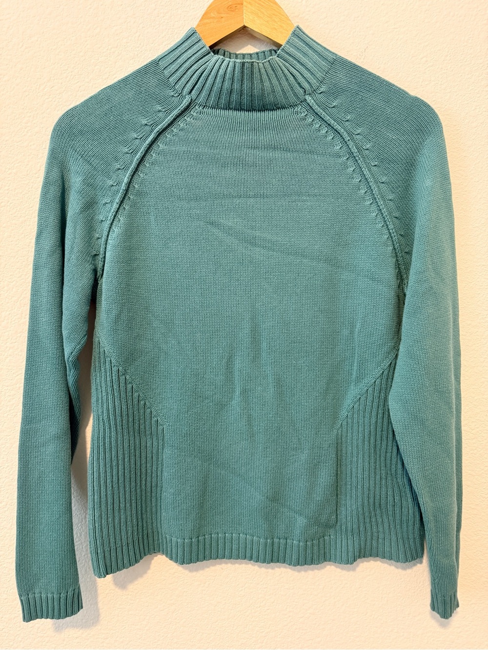 Vintage Women’s Mock Neck Sweater Teal Medium Ribbed